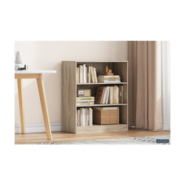 Boekenkast 'Space' 2 legplanken Sonoma, , Spaanderplaat, ABS boorden en decor