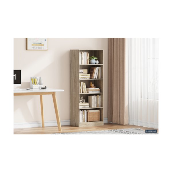 Boekenkast 'Space' 4 legplanken Sonoma, , Spaanderplaat, ABS boorden en decor