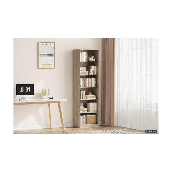 Boekenkast 'Space' 5 legplanken Sonoma, , Spaanderplaat, ABS boorden en decor,