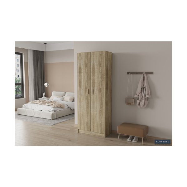 Opbergkast 'Space' 2 deuren en 5 legplanken Sonoma, , Spaanderplaat, ABS boorden en decor