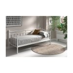 Bed 'Sablo' 90x200 met lattenbodem Wit, Structuur metaal, met lattenbodem