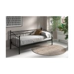 Bed 'Sablo' 90x200 met lattenbodem Zwart, Structuur metaal, met lattenbodem
