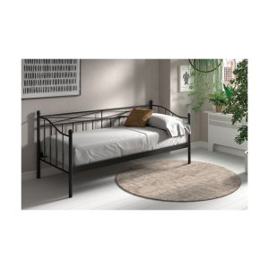 Bed 'Sablo' 90x200 met lattenbodem Zwart, Structuur metaal, met lattenbodem