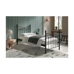 Bed 'Sacha' 90x200 met lattenbodem Zwart, Structuur metaal, met lattenbodem