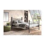 Bed 'Sacha' 140x200 met lattenbodem Zwart, Structuur metaal, met lattenbodem