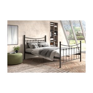 Bed 'Sacha' 140x200 met lattenbodem Zwart, Structuur metaal, met lattenbodem