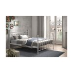 Bed 'Sacha' 160x200 met lattenbodem Wit, Structuur metaal, met lattenbodem