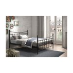 Bed 'Sacha' 160x200 met lattenbodem Zwart, Structuur metaal, met lattenbodem