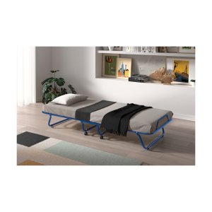 Vouwbed, Opklapbed, Logeerbed, 'Safari' 80x190 cm metaal, Mousse 21 kg., dikte 9 cm, 15 latten