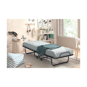 Vouwbed, Opklapbed, Logeerbed, 'Bruxelles' 90x200 cm metaal, Mousse 21 kg., dikte 11 cm, 15 latten