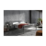 Bed 'Sandro' 160x200 met lattenbodem Grijs, Structuur metaal, met lattenbodem