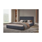 Bed 'Roma' 160x200 met lattenbodem Grijs, Structuur , spaanderplaat en bekleding stof