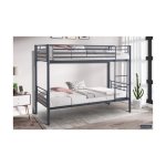 Stapelbed 'Sammy' 90x200 Splitsbaar Metaal Donkergrijs, Frame metaal grijs