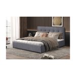 Bed 'Porto' 160x200 met lattenbodem Grijs, Structuur , spaanderplaat en bekleding stof,  H-H 95 x B-L 170 x D-P 218cm