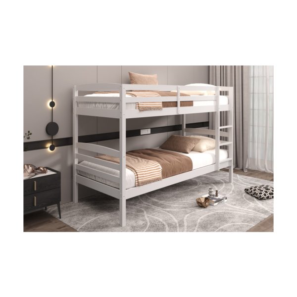 Stapelbed 'Roy' 90x200 Splitsbaar Wit, Stapelbed in massief grenen