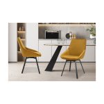 Eetkamerstoel 'Mathias' Draaibaar Fluweel Goud, Poten metaal en bekleding velours