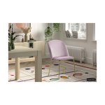 Eetkamerstoel 'Lena' Fluweel Roze, Poten metaal en bekleding velours