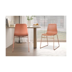 Eetkamerstoel 'Marie' PP Terracotta, Metalen poten en zitting Polypropyleen - PP