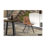 Eetkamerstoel 'Oslo' PU Cognac, Poten metaal en bekleding PU vintage