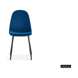 Eetkamerstoel 'Boy' Fluweel Donkerblauw, Poten metaal en bekleding velours