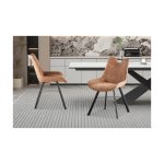 Eetkamerstoel 'Pablo' Micro fiber PU Donker bruin, Poten metaal en bekleding PU