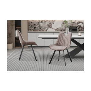 Eetkamerstoel 'Pablo' Micro fiber PU Grijs, Poten metaal en bekleding PU