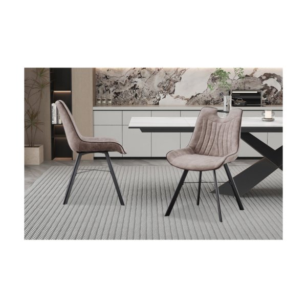 Eetkamerstoel 'Pablo' Micro fiber PU Grijs, Poten metaal en bekleding PU