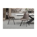 Eetkamerstoel 'Pablo' Micro fiber PU Donkergrijs, Poten metaal en bekleding PU