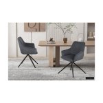 Eetkamerstoel 'Iris' Draaibaar Stof Donkergrijs, Poten metaal en bekleding Polyester, 180 cm