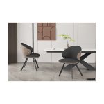 Eetkamerstoel 'Daisy' Stof Grijs Rug PU Bruin, Poten metaal en bekleding 100% polyester + PU