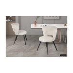 Eetkamerstoel 'Lori' Boucl Ecru, Poten metaal en bekleding 100% Polyester