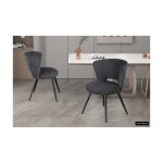Eetkamerstoel 'Lori' Boucl Donkergrijs, Poten metaal en bekleding 100% Polyester