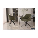 Eetkamerstoel 'Lucie' Boucl Groen Rug PU Donkergroen, Poten metaal en bekleding 100% polyester + PU