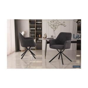Eetkamerstoel 'Lucie' Boucl Grijs Rug PU Lichtgrijs, Poten metaal en bekleding 100% polyester + PU