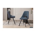 Eetkamerstoel 'Filou' Boucl Blauw Rug PU Blauw, Poten metaal en bekleding 100% polyester + PU