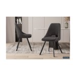 Eetkamerstoel 'Filou' Boucl Grijs Rug PU Lichtgrijs, Poten metaal en bekleding 100% polyester + PU