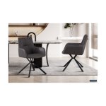 Eetkamerstoel 'Lyra' PU Lichtgrijs, Poten metaal en bekleding PU