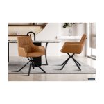 Eetkamerstoel 'Lyra' PU Cognac, Poten metaal en bekleding  PU