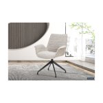 Eetkamerstoel 'Amir' Beige, Poten metaal en bekleding draaibaar