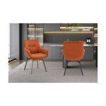 Eetkamerstoel 'Modest' Draaibaar Ribfluweel Oranje, Poten metaal, pivoterend en bekleding ribfluweel