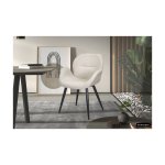 Eetkamerstoel 'Maxim' Stof Beige, Poten metaal en bekleding 100% polyester