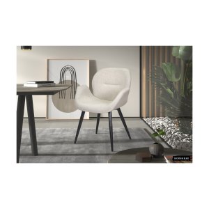 Eetkamerstoel 'Maxim' Stof Beige, Poten metaal en bekleding 100% polyester