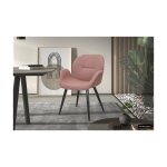 Eetkamerstoel 'Maxim' Stof Roze, Poten metaal en bekleding 100% polyester