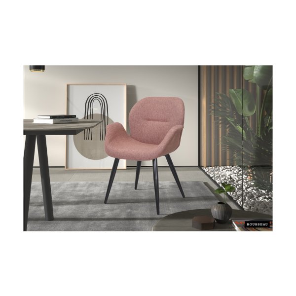 Eetkamerstoel 'Maxim' Stof Roze, Poten metaal en bekleding 100% polyester