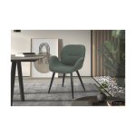 Eetkamerstoel 'Maxim' Stof Groen, Poten metaal en bekleding 100% polyester