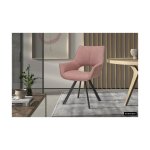 Eetkamerstoel 'Tim' Stof Roze, Poten metaal en bekleding 100% polyester