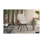 Eetkamerstoel 'Jan' Beige Rug Cognac, Poten metaal en bekleding 100% polyester + PU