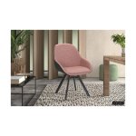 Eetkamerstoel 'Jan' Stof Roze Rug PU Donkergrijs, Poten metaal en bekleding 100% polyester + PU