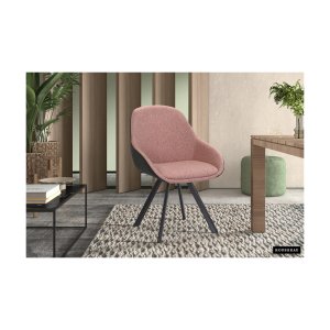 Eetkamerstoel 'Jan' Stof Roze Rug PU Donkergrijs, Poten metaal en bekleding 100% polyester + PU