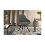 Eetkamerstoel 'Jan' Stof Groen Rug PU Cognac, Poten metaal en bekleding 100% polyester + PU